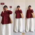 Maroon Button Down Shirt & White Flapper Trouser
