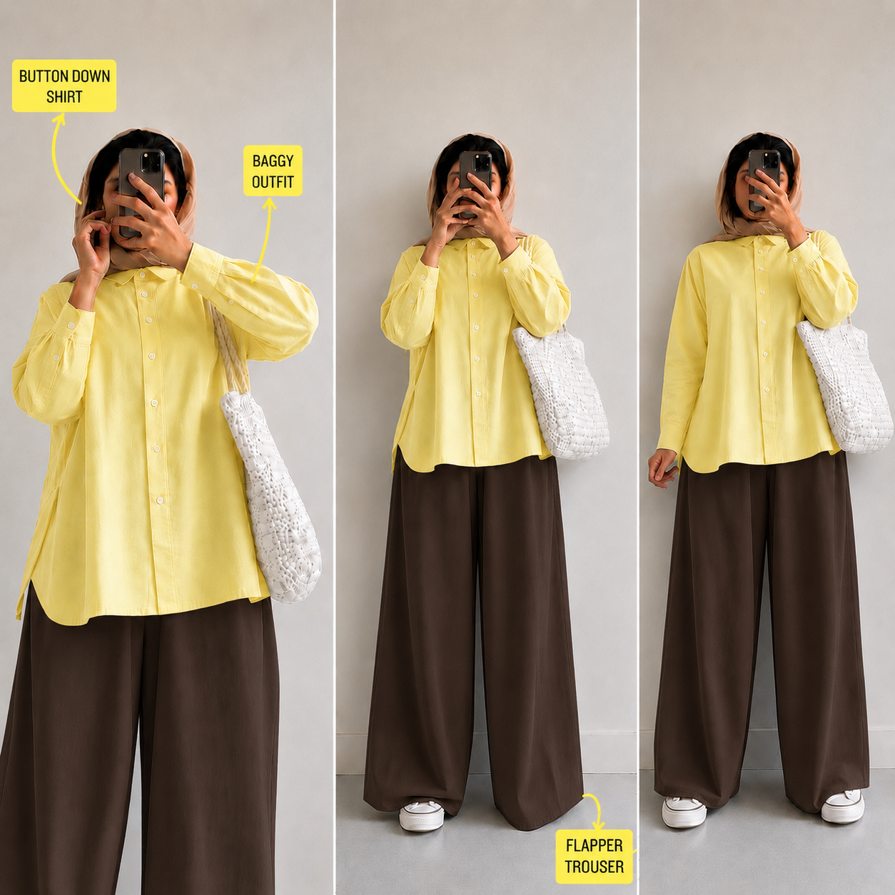 Butter-Yellow Button Down Shirt & Brown Flapper Trouser
