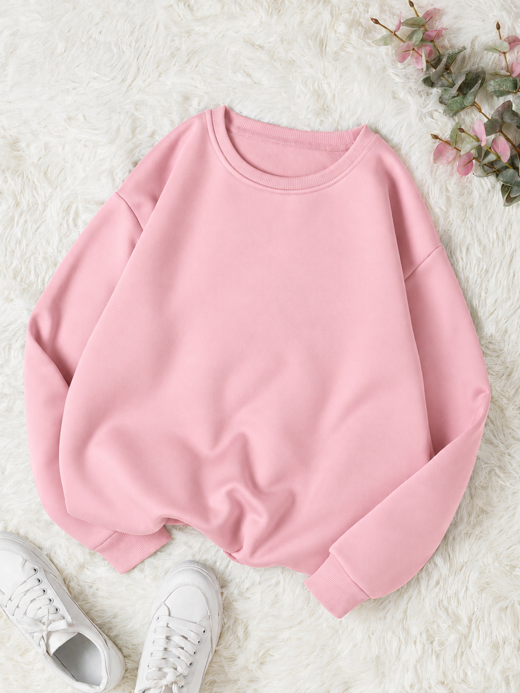 Baby Pink Basic Winter Sweatshirt