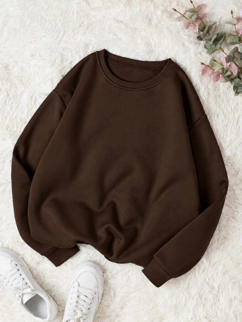 Dark Brown  Basic Winter Sweatshirt