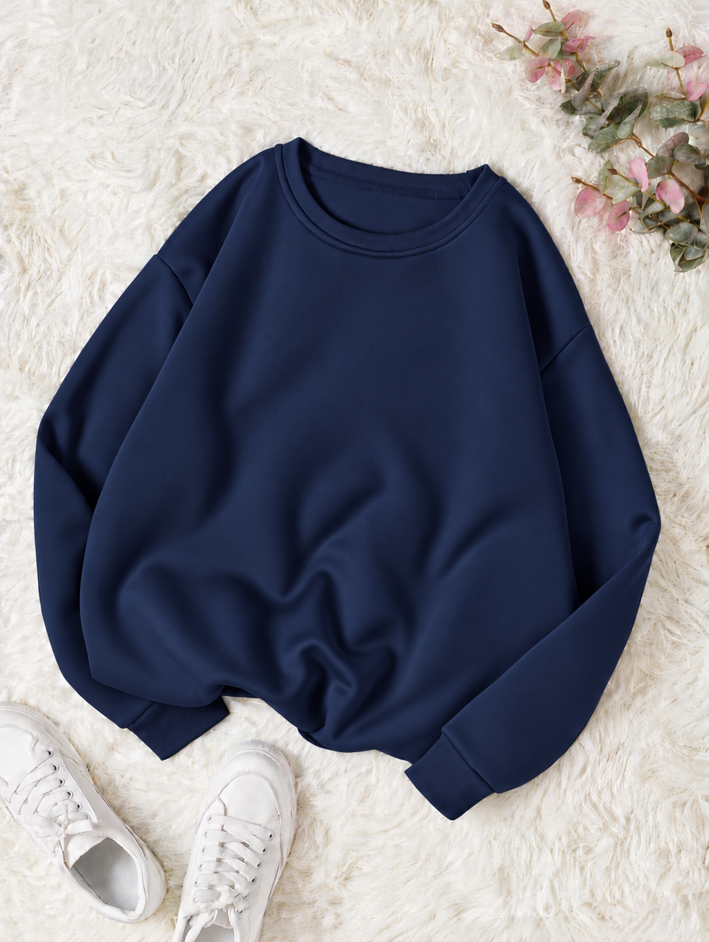 Navy Blue Basic Winter Sweatshirt