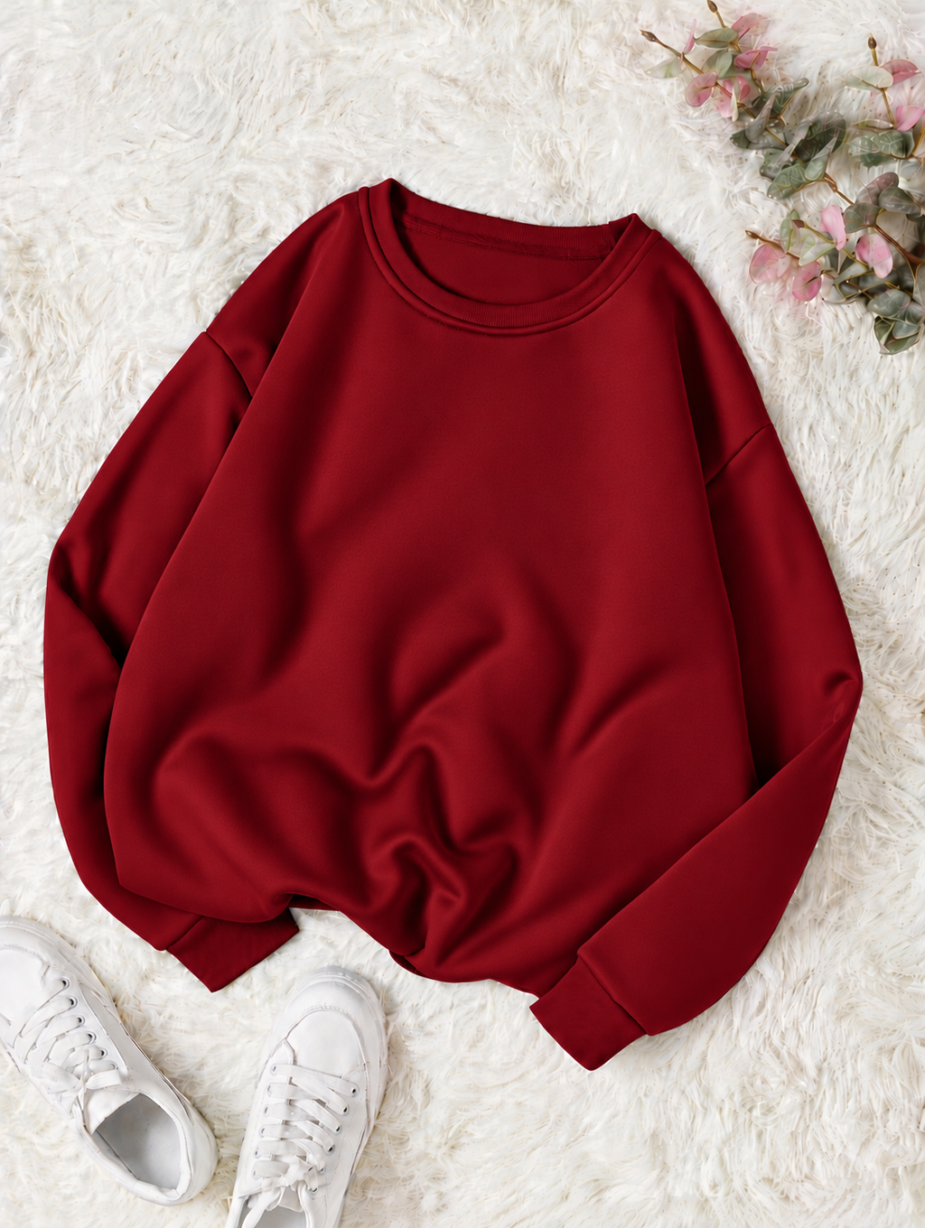 Burgundy Basic Winter Sweatshirt