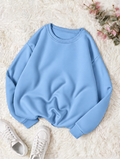 Sky Blue  Basic Winter Sweatshirt