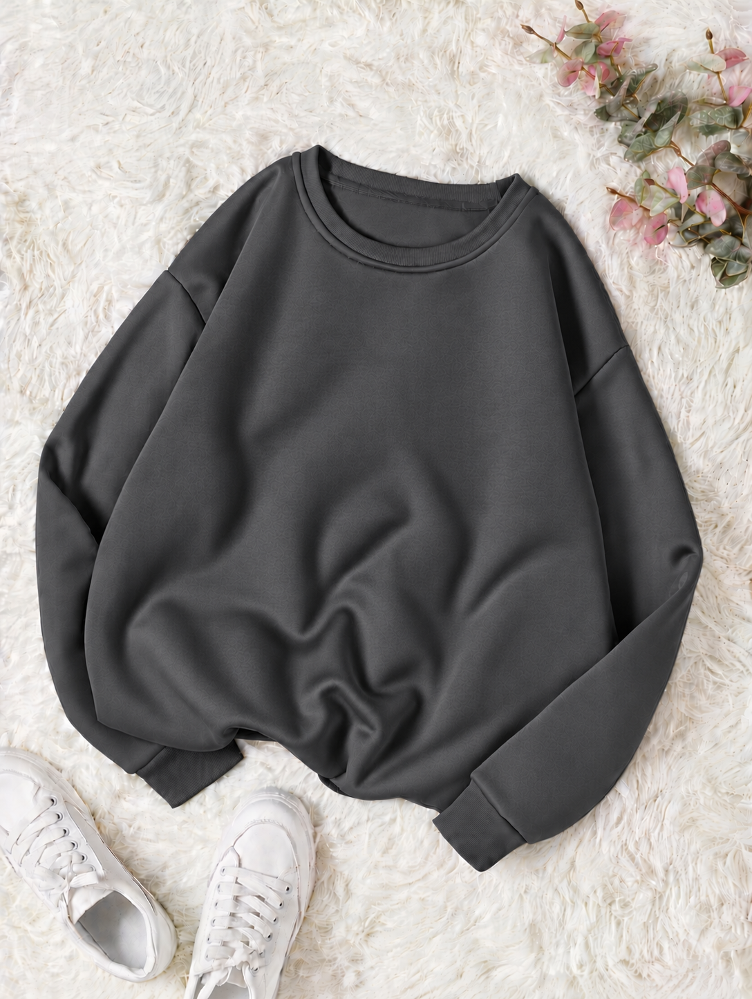 Grey Basic Winter Sweatshirt