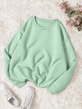 Light Green Basic Winter Sweatshirt