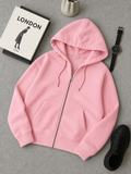 Baby Pink Fleece Zipper Hoodie
