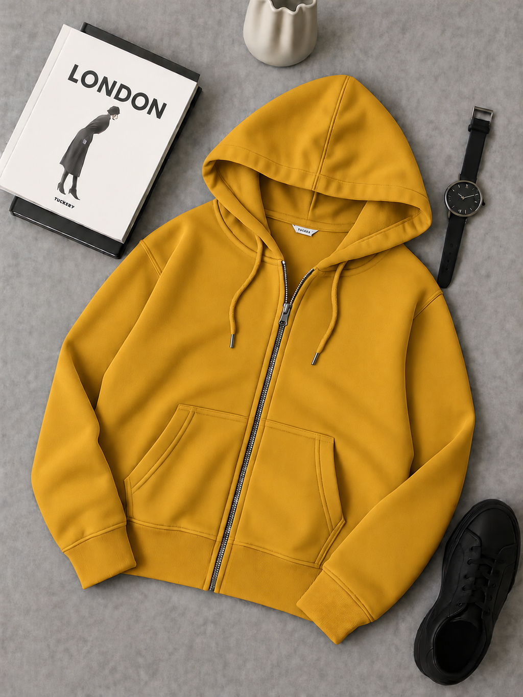 Yellow Fleece Zipper Hoodie