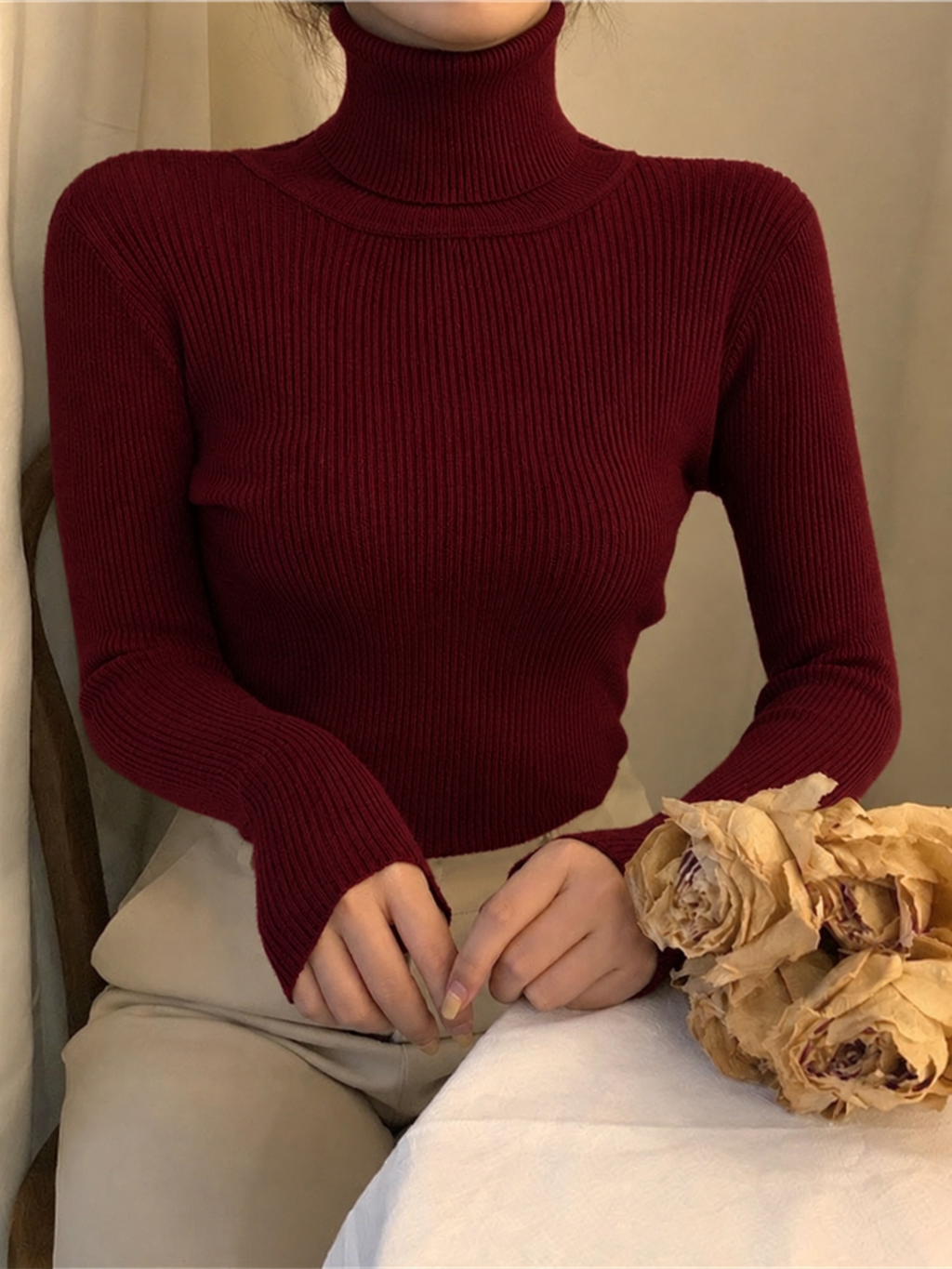 Burgundy Women's turtleneck