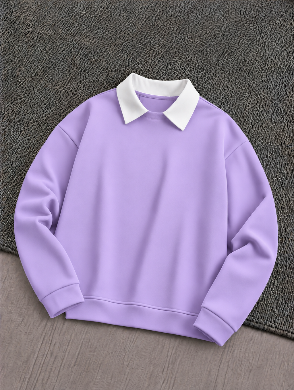 Lilac Basic Winter Collared Sweatshirt