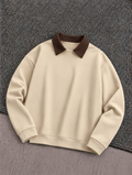 Beige  Basic Winter Collared Sweatshirt