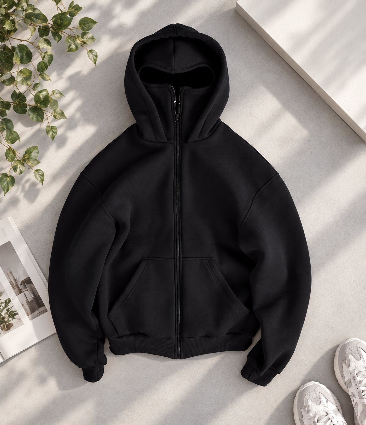 Black Ninja Baggy Zipper Hoodie