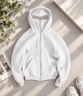 White  Ninja Baggy Zipper Hoodie