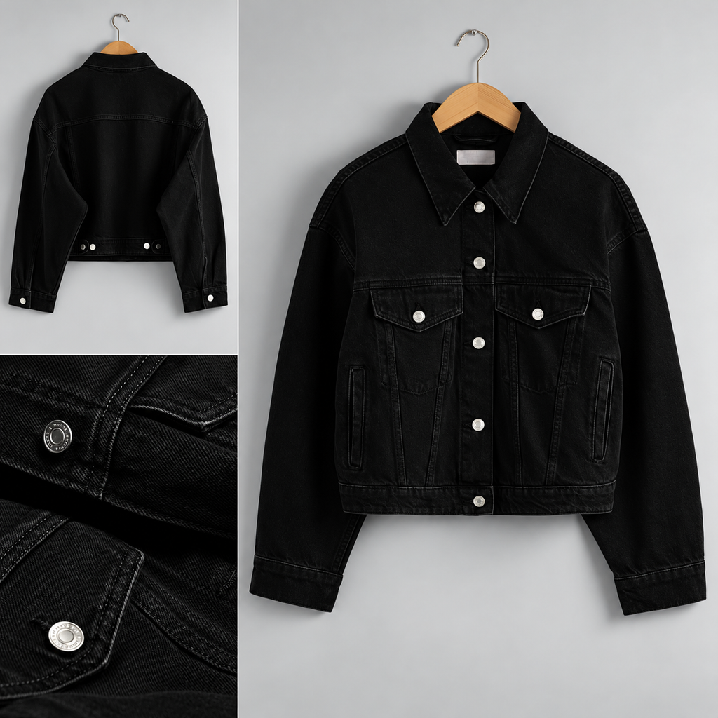 Black Crop Denim Jacket