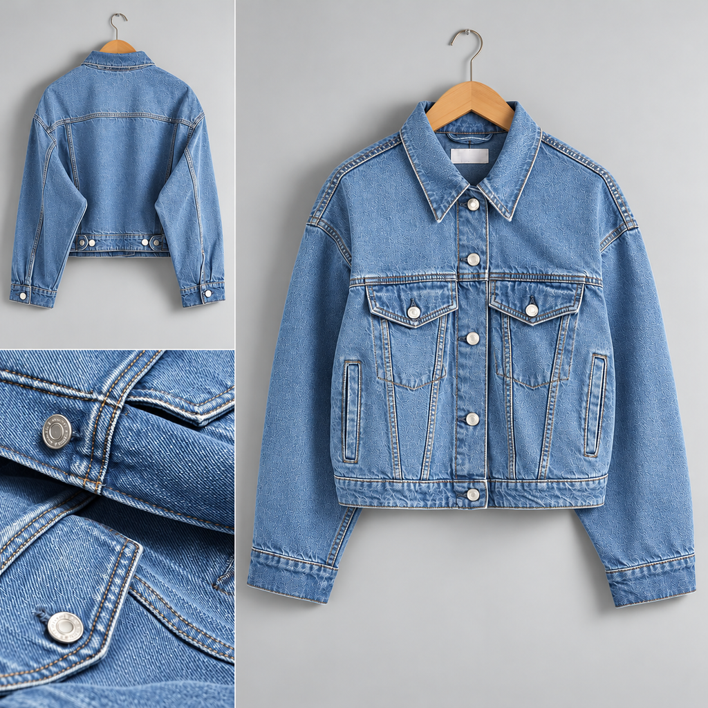Sky Blue Crop Denim Jacket