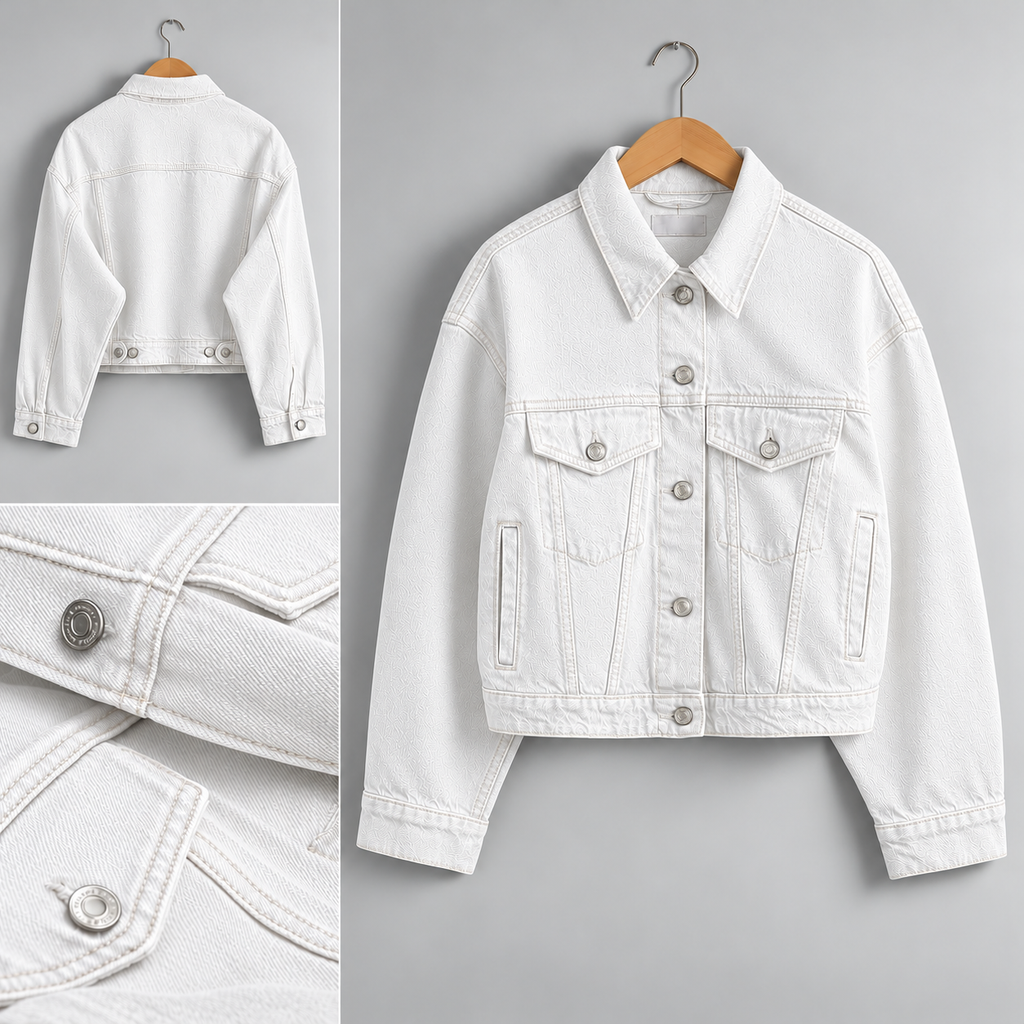 White Crop Denim Jacket