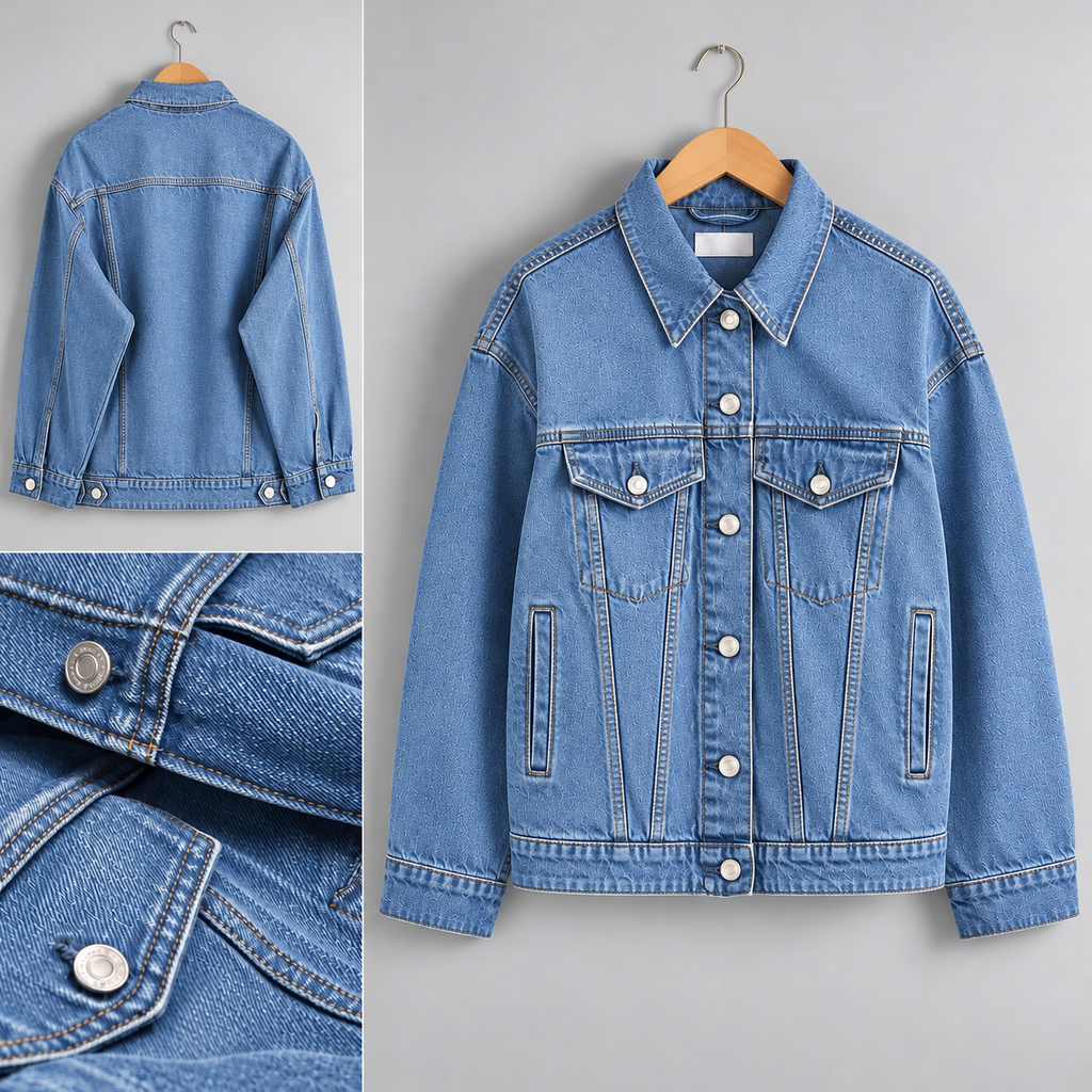 Ice Blue Full Length Denim Jacket