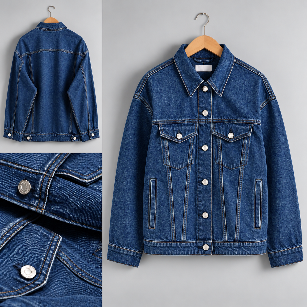 Mid Blue Full Length Denim Jacket