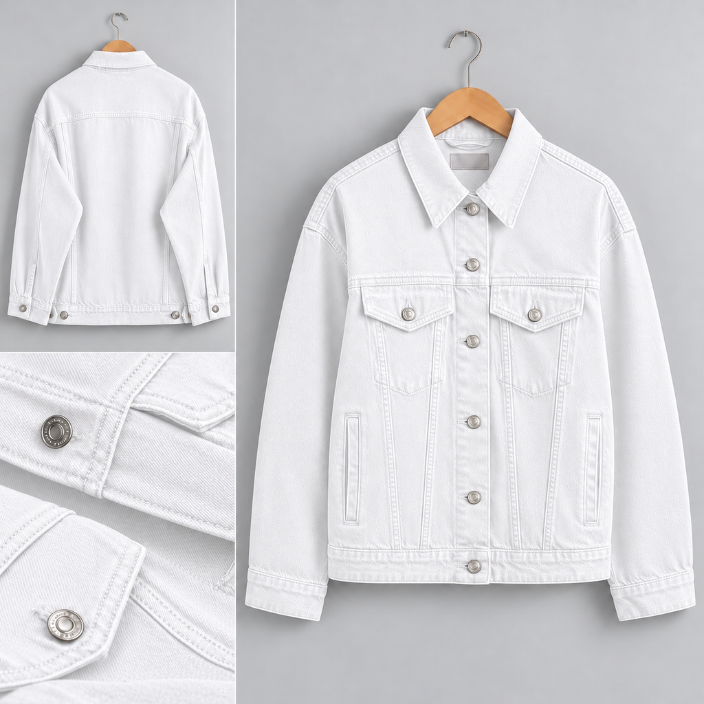 White Full Length Denim Jacket