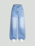 Faded Ice-Blue Vintage Baggy Jeans