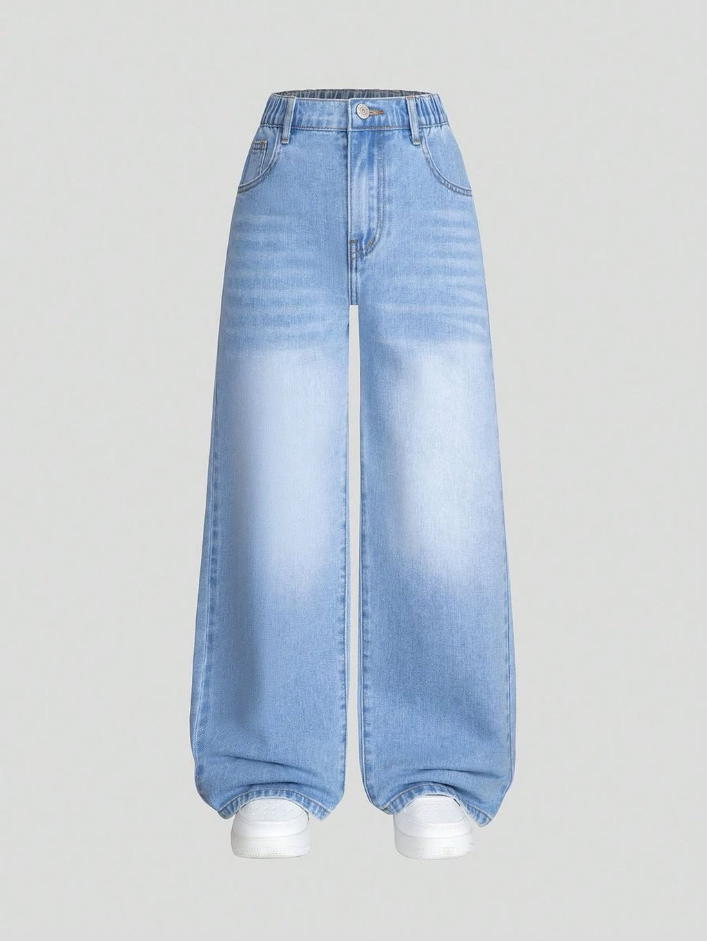 Faded Ice-Blue Vintage Baggy Jeans