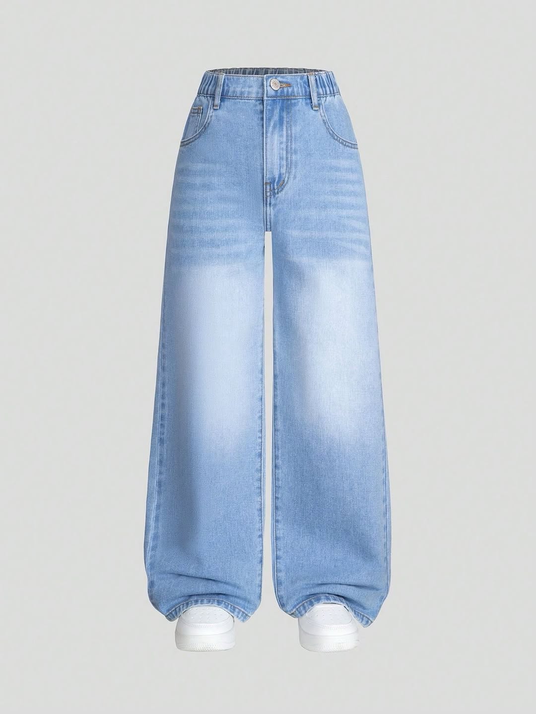 Faded Ice-Blue Vintage Baggy Jeans