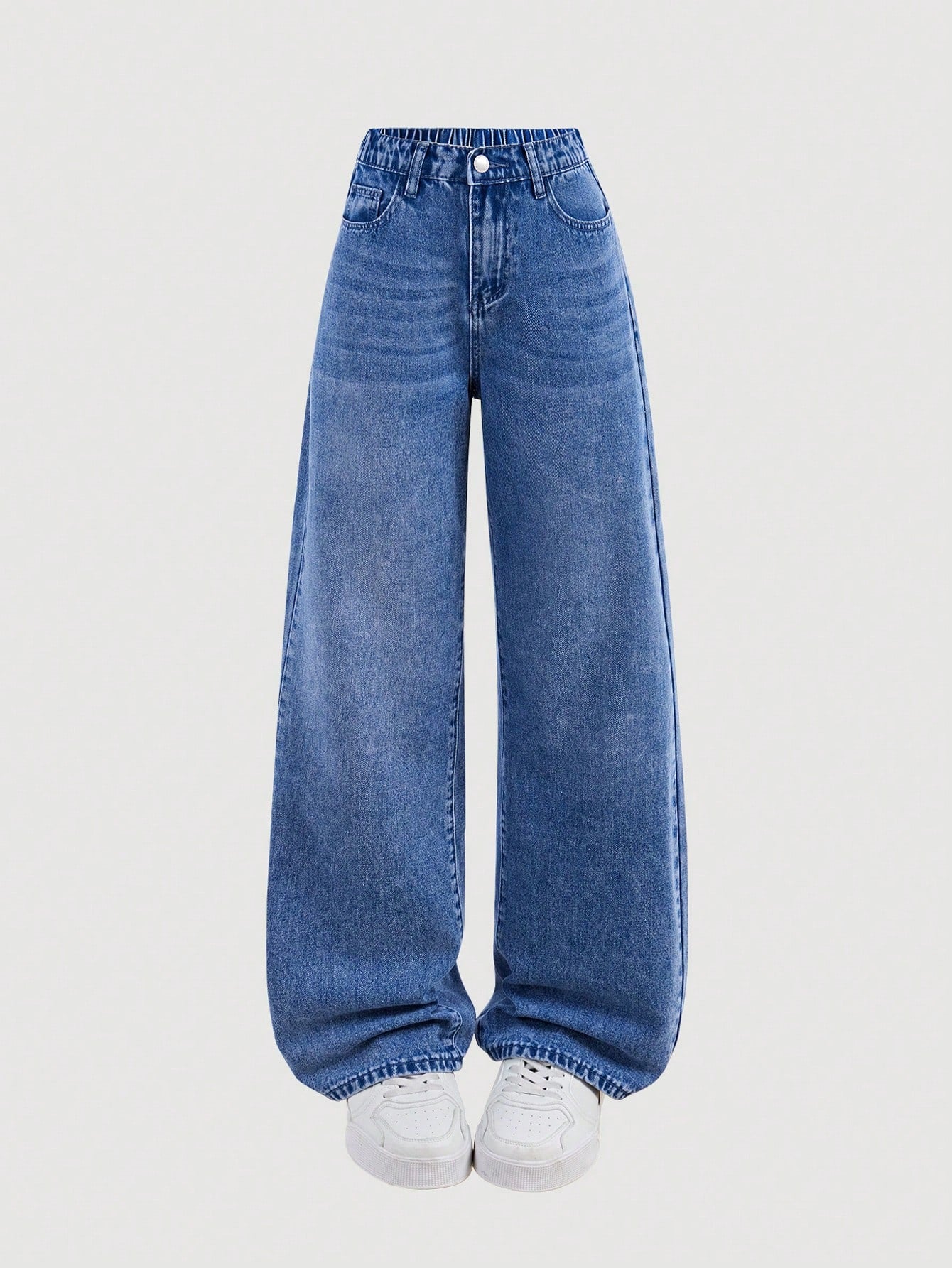 Faded Bright Mid-Blue Vintage Baggy Jeans