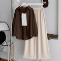 Brown Button Down Shirt With White Tank Top & Beige Flapper Trouser