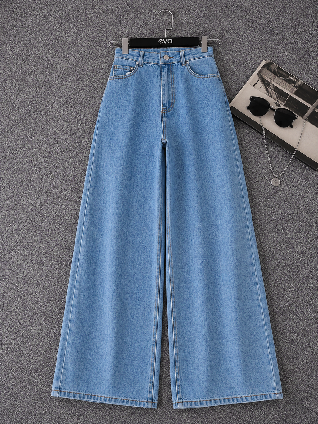 Ice-Blue Wide Leg Jeans