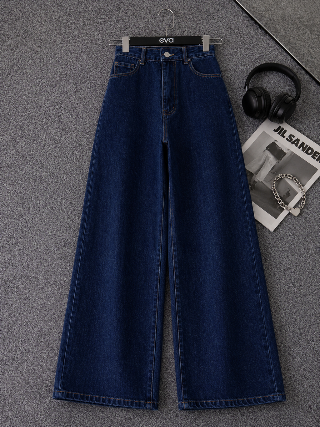 Dark-Blue Wide Leg Jeans