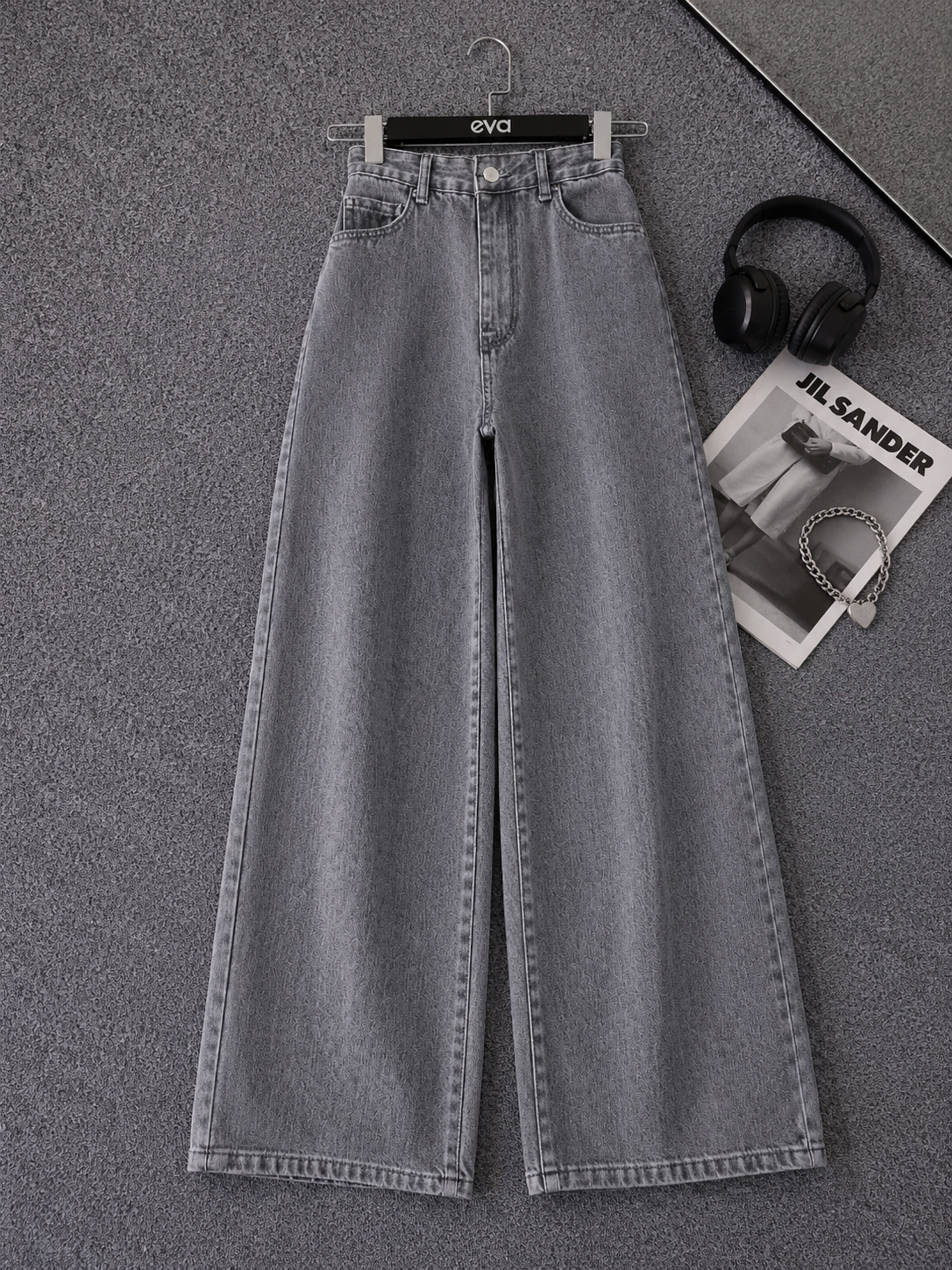 Charcoal Grey Wide Leg Jeans