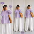 Lilac Button Down Shirt & White Flapper Trouser