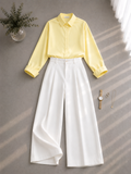 Lemon Button Down Shirt & White Formal Pants
