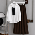 White Button Down Shirt With Black Tank Top & Brown Flapper Trouser