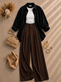 Black Button Down Shirt With White Inner & Brown Formal Pant
